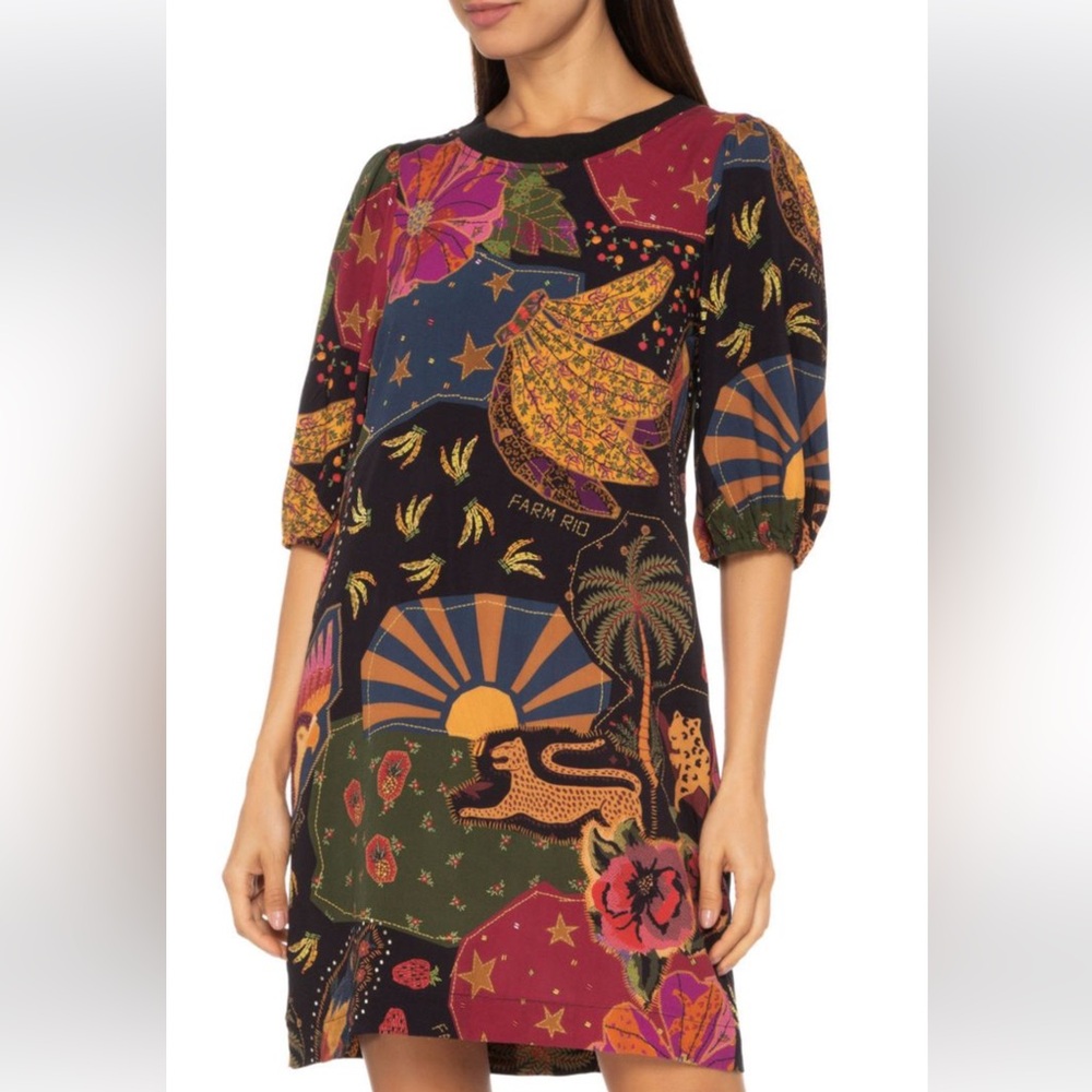 Farm Rio T-shirt Dress Beleza Mix Size S